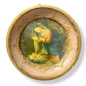 Made in Italy Correggio's "Adoration" 3.5" Round Gilded Accents VTG